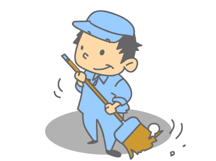 屋外の掃き掃除